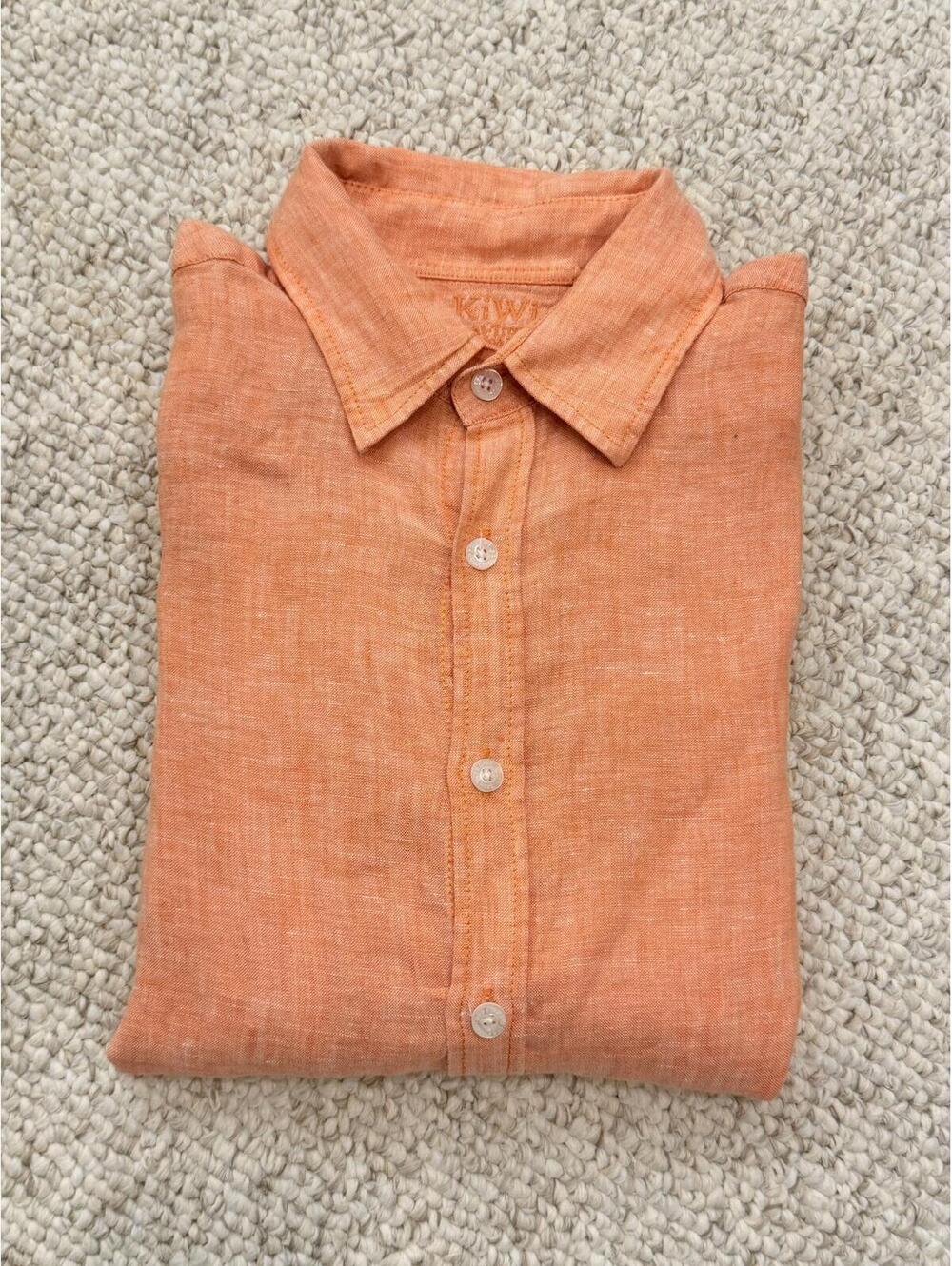 Kiwi Saint-Tropez Orange Linen Button Down Shirt – Long Sleeve Boys Size 10